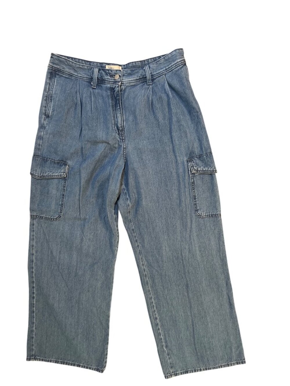 women's size 14 Universal Thread wide leg high rise pleated jean cargo pockets